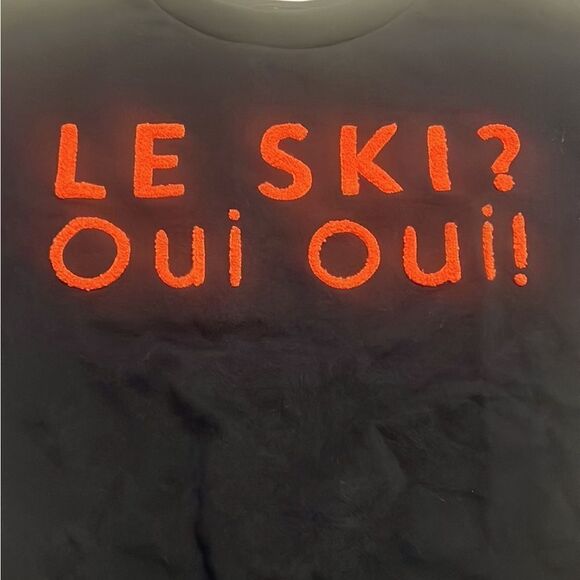 J Crew Blue Oui Oui Embroidered Terry Cotton Pullover Sweatshirt Size M - Picture 5 of 11